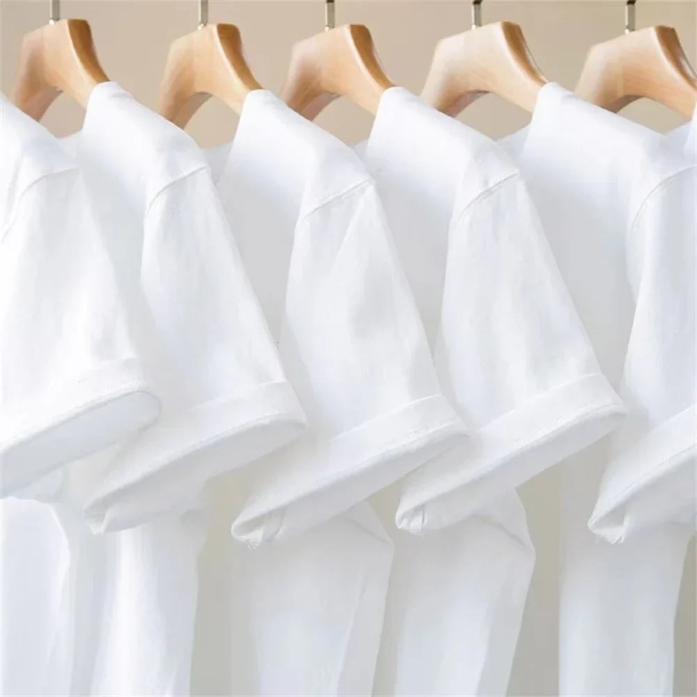 Heavyweight 100% Cotton T-Shirt - Thick Knit Round Neck Short Sleeve Tee 500/300g
