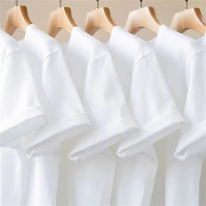 Heavyweight 100% Cotton T-Shirt - Thick Knit Round Neck Short Sleeve Tee 500/300g