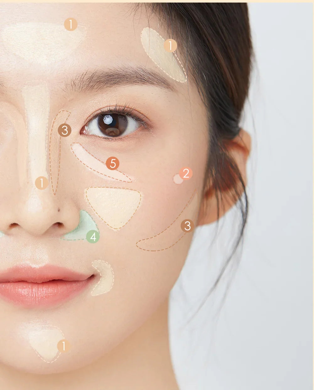 FOCALLURE 5-Color Face Concealer Palette – Waterproof, Moisturizing, Oil-Control Contour & Brightening Makeup Primer