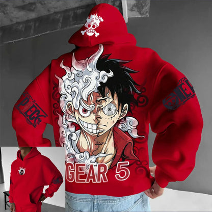 One Piece Luffy Gear 5 Nika Hoodie – Anime Streetwear Pullover Sweatshirt for Men & Women