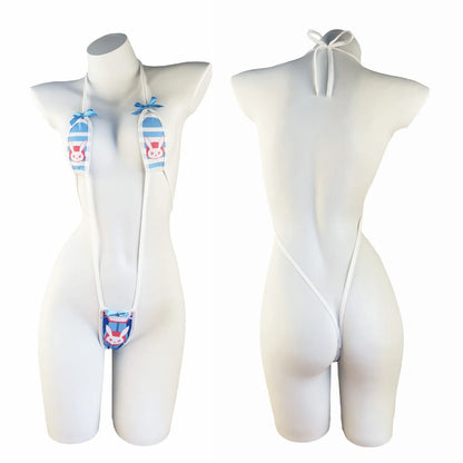 Backless Strappy Bandage Lingerie Set – One-Piece Bikini Costume for Women, Sexy Pajamas & Cosplay Uniform