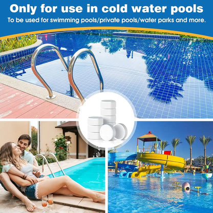 40lb 3-Inch Pool Cleaner Tablets — Slow Dissolving Disinfectant for Swimming Pools, Bathtubs & Spas