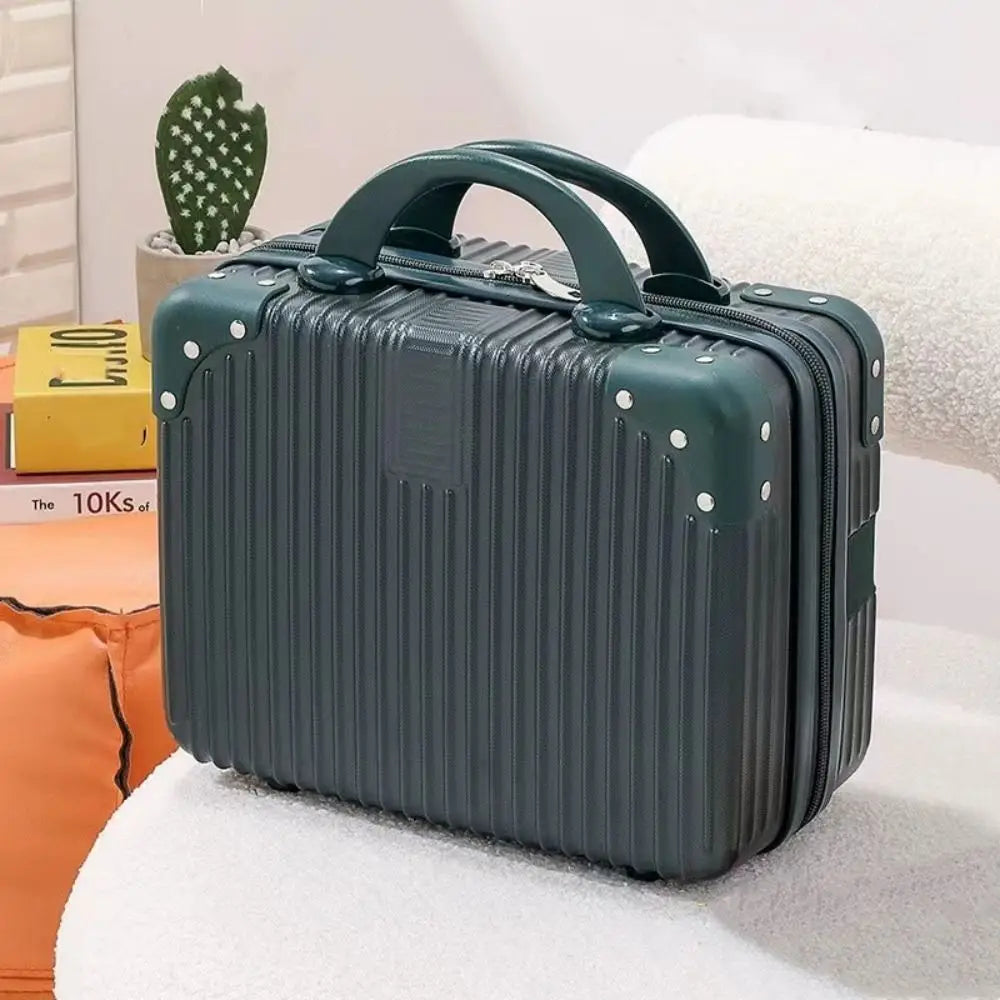 14-Inch Mini Travel Suitcase Cosmetic Box - Hand Luggage Organizer with Password Lock, Small Makeup Case for Boarding