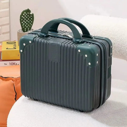 14-Inch Mini Travel Suitcase Cosmetic Box - Hand Luggage Organizer with Password Lock, Small Makeup Case for Boarding