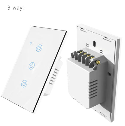 WiFi & Bluetooth Smart Touch Panel Switch - US Standard, 1/2/3/4 Way, Compatible with Tuya & Google Home