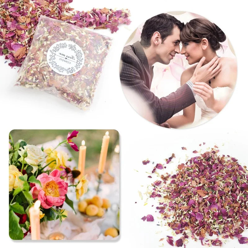 Natural Wedding Confetti - Dried Flowers & Rose Petals for Floral Bridal Shower, Birthday Party, and Wedding Decorations