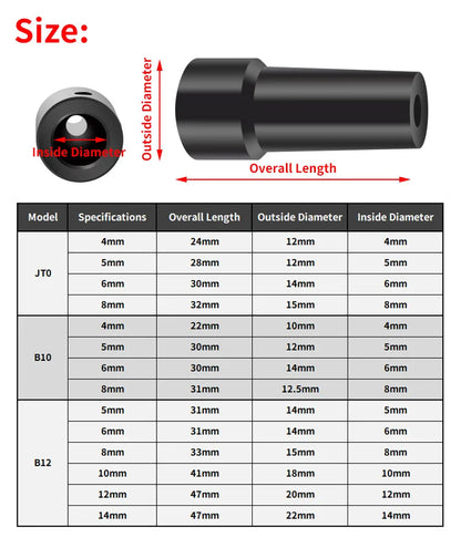 JT0 B10 B12 Adapter Connecting Rod – Steel & Copper Drill Chuck Shaft Sleeve, 4mm to 12mm Coupling