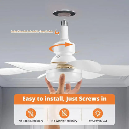 Household Detachable Fan Blades - Small Ceiling Fan with Intelligent Remote Control, Adjustable Wind & Light for Bedroom and Restaurant