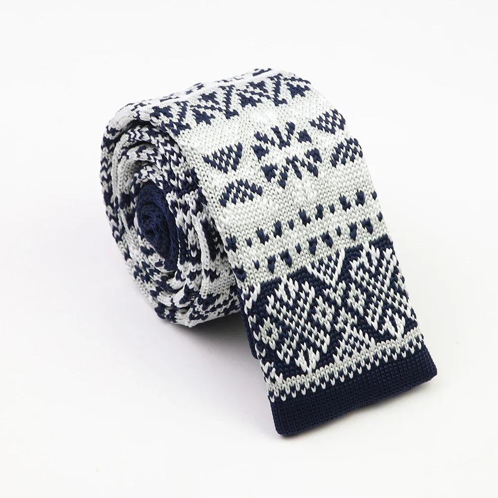 Classic Knit Neck Tie for Men — 6cm Plaid & Dots Casual Business Wedding Tie