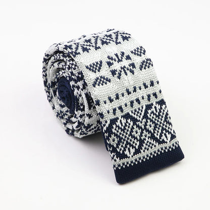 Classic Knit Neck Tie for Men — 6cm Plaid & Dots Casual Business Wedding Tie