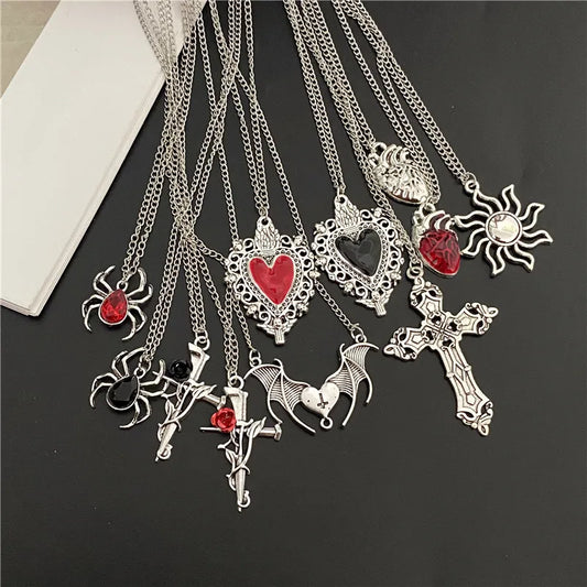Punk Gothic Big Cross Pendant Necklace – Irregular Clavicle Chain Aesthetic Jewelry for Women & Men