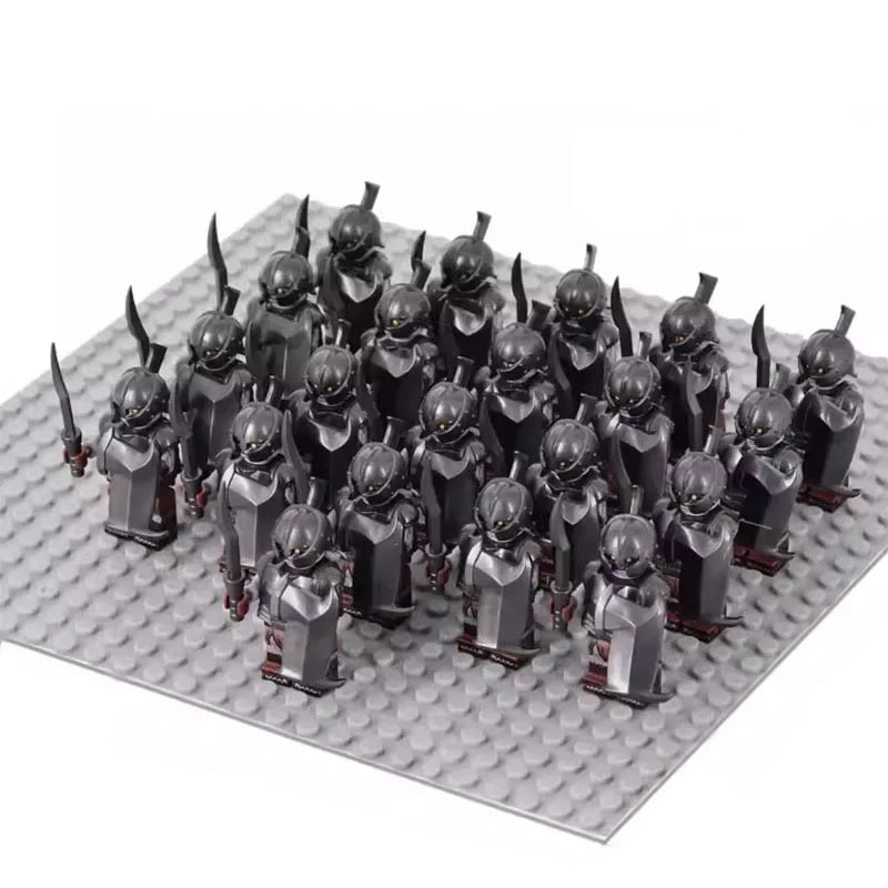 21PCS Medieval Fantasy Warrior Figures – Dwarf, Elf, Knight & Orc Building Brick Toys