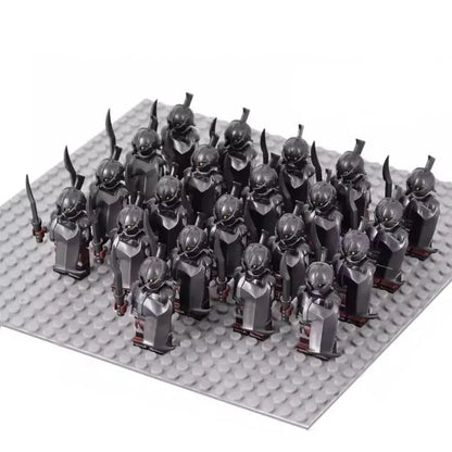 21PCS Medieval Fantasy Warrior Figures – Dwarf, Elf, Knight & Orc Building Brick Toys