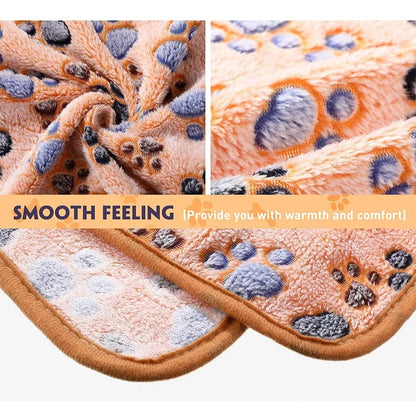 Soft Fluffy Pet Bed Mat - Cute Paw & Elephant Pattern Travel Blanket for Warm Dog and Cat Comfort