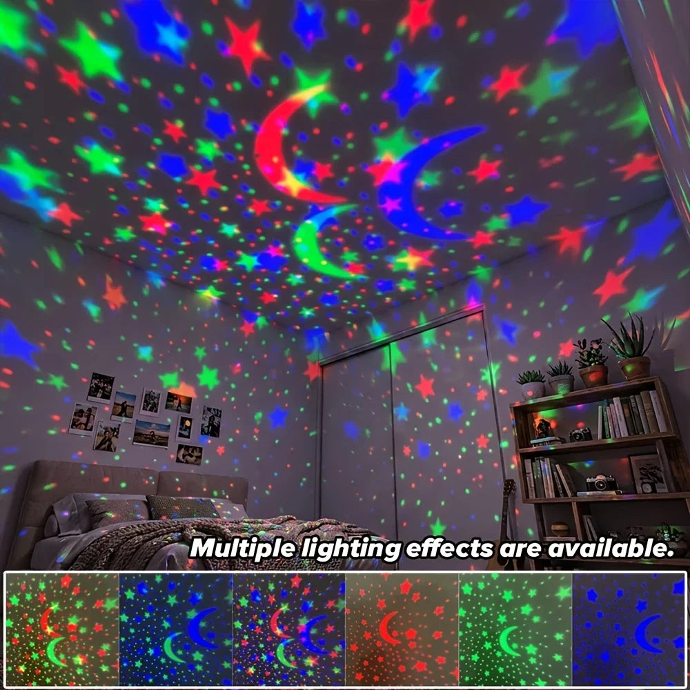 LED Starry Sky Night Light Projector Lamp – USB Magic Ball Moon & Star Atmosphere Light for Bedroom, Home Décor & Christmas Party Decorations