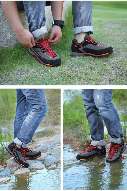 Men's Waterproof Hiking Shoes - Anti-Collision Climbing Shoes, Fashion Outdoor Casual Lace-Up Sneakers