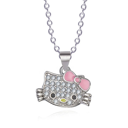 Sanrio Hello Kitty Necklace – Diamond Pendant Clavicle Chain for Girls | Birthday & Holiday Gift