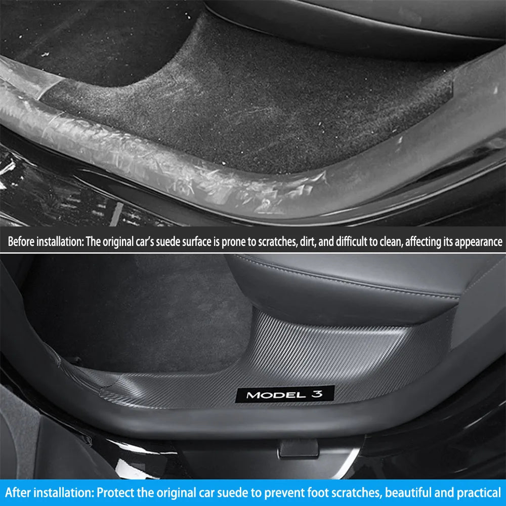 2/4/8PCS Tesla Model 3/Y Highland Door Sill Protector — ABS Anti-Kick Waterproof Threshold Strip for Front & Rear