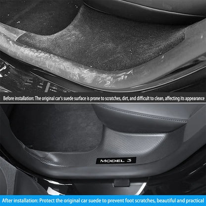 2/4/8PCS Tesla Model 3/Y Highland Door Sill Protector — ABS Anti-Kick Waterproof Threshold Strip for Front & Rear
