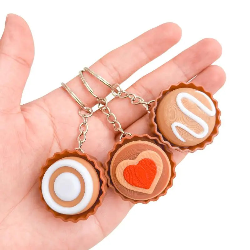 Simulation Cartoon Dessert Clicker Keychain Toy – Cute Mini Stress Relief Pendant & Party Favor for Kids and Teens, Fun Sensory Fidget Keyring Accessory