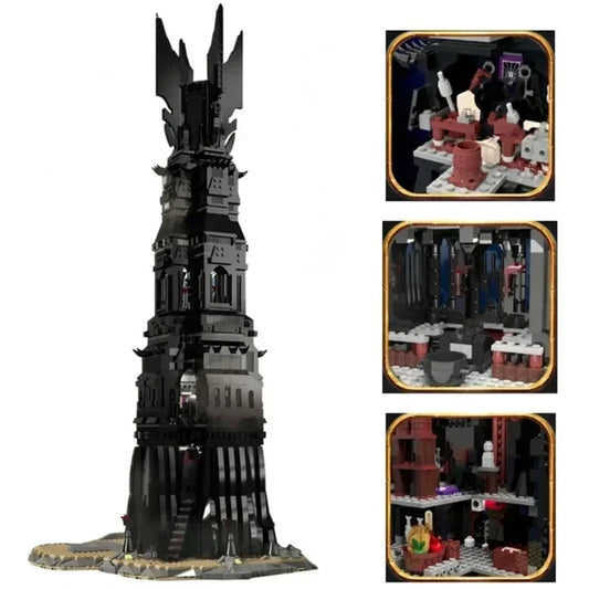 MOC Magical Rings Building Blocks — Orthanc Tower Architecture Model | Creativity Movie Series Street View Toy Gift