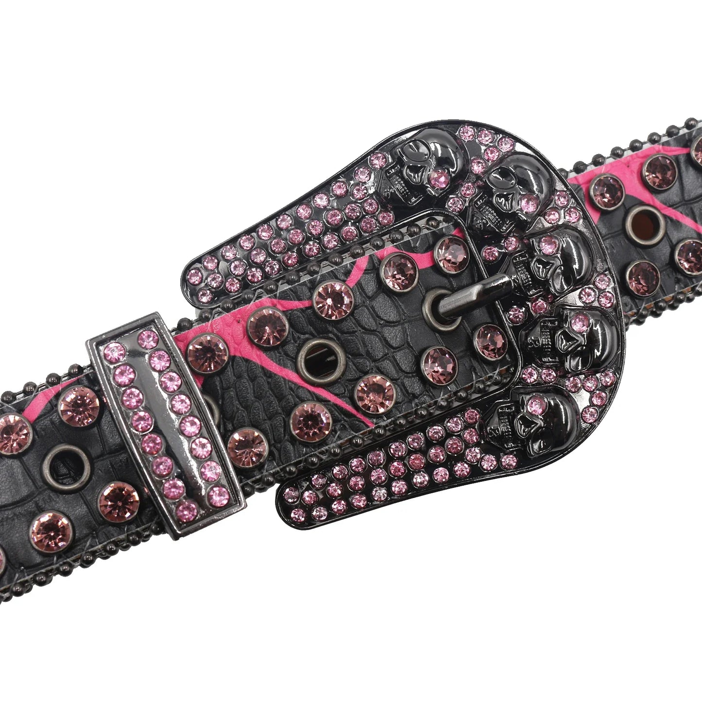 Men's & Women's Skull Rhinestone Western Denim Belt – Hip Hop Punk Y2K Shiny Rivet Artificial Diamond Design