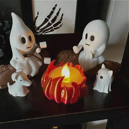 Halloween Ghost Campfire Decor Set – Spooky Outdoor Party Haunted House Props for Backyard Scene and Gathering Decorations
