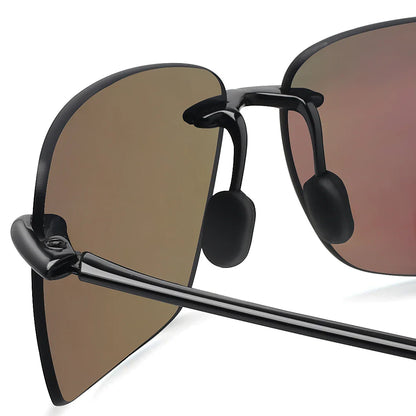 JULI Polarized Classic Sports Rimless Sunglasses – Ultralight Rectangle Frame for Men, Ideal for Fishing, Driving, UV400 Protection, Model MJ8009