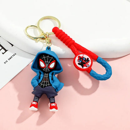 Marvel Spider-Man Action Figure Keychain — Cute Avengers Doll Widget with Iron Man & Captain America for Birthday Gifts