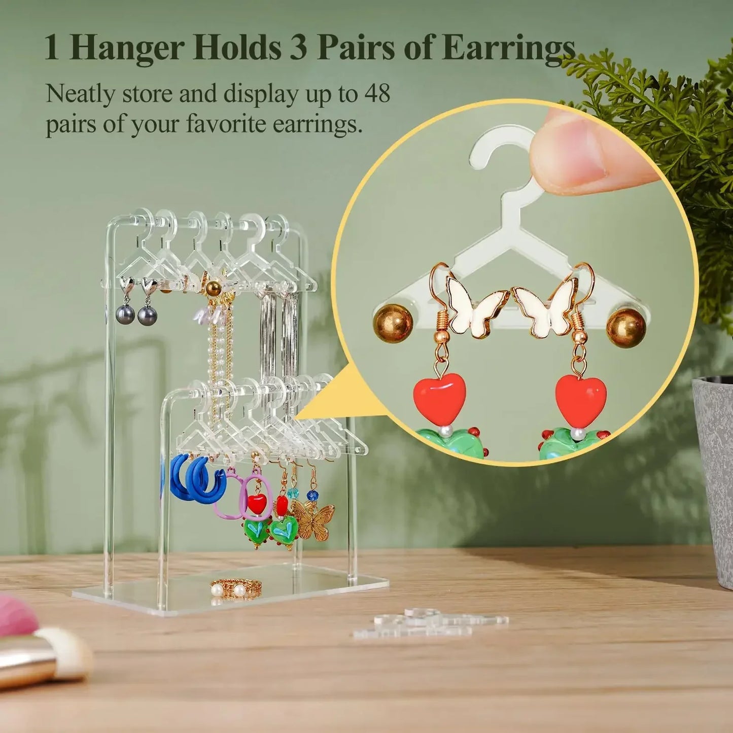 16pcs Hanger-Shaped Jewelry Holders – Personalized Earring Display Racks & Organizer Stands