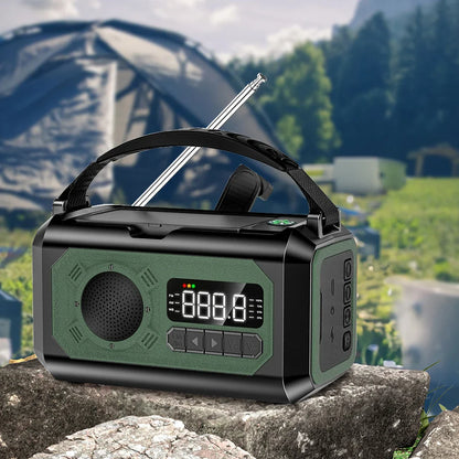 12000mAh AM/FM/NOAA Weather Radio – Solar Hand Crank Portable Emergency Radio with 2 Solar Panels, Reading Lamp for Camping