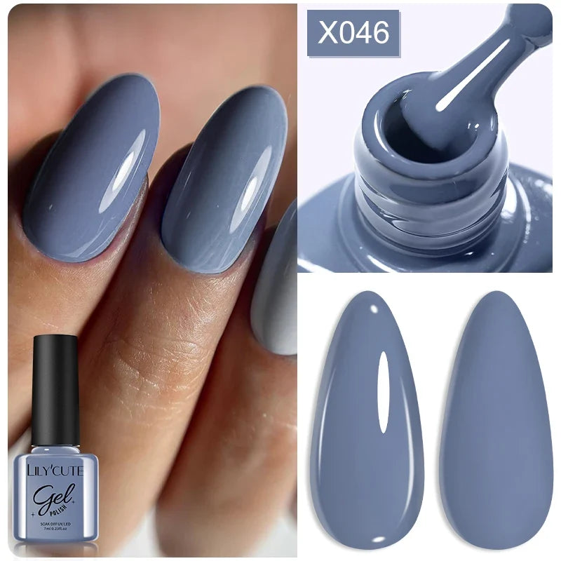 LILYCUTE Solid Color Gel Nail Polish 7ml - Semi-Permanent Soak Off UV LED Gel Varnish for Nail Manicure Art