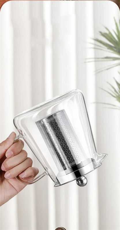 450ml-950ml Heat-Resistant Glass Teapot – Stainless Steel Tea Strainer Infuser, Flower Kettle for Kung Fu Teaware, Puer & Oolong Tea