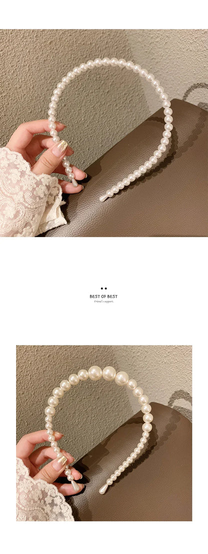 Fashion White Faux Pearl Hair Hoop – Elegant Full Pearl Bridal Headband, Wedding Hair Accessories for Women & Girls
