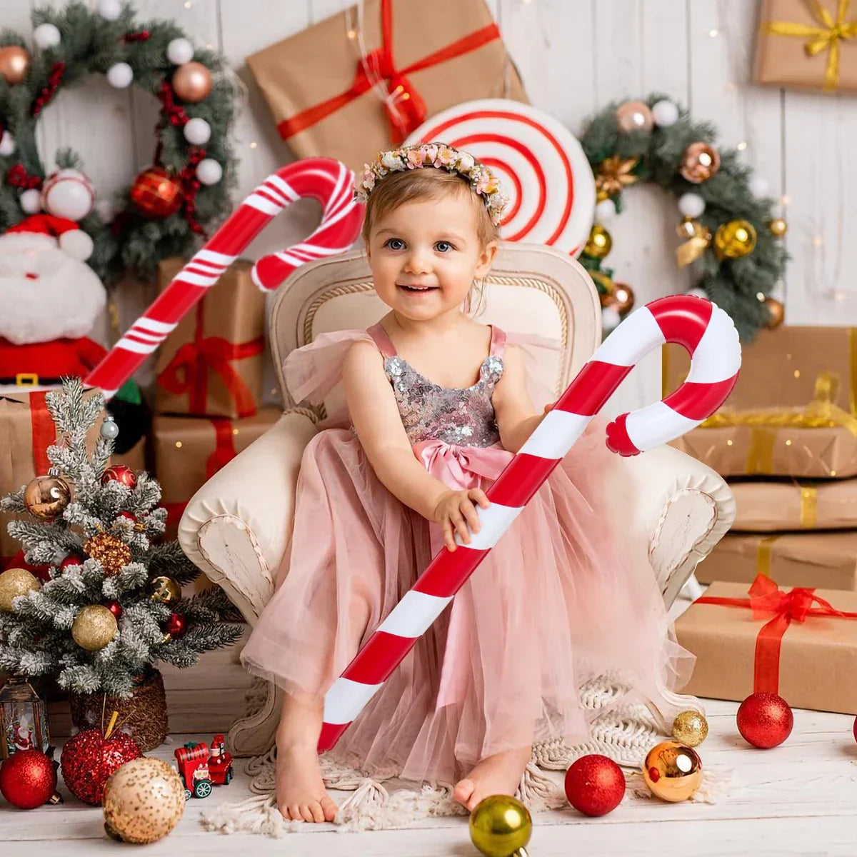 Inflatable Christmas Candy Cane Stick Decoration – Outdoor Xmas Yard Decor 2024–2025 Holiday Home Christmas Party Ornament