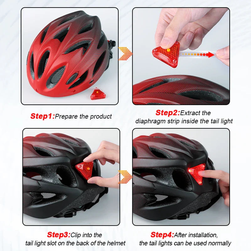 Adult Bike Helmet with LED Tail Light – Lightweight & Breathable Cycling Helmet (58-62cm), Colorful Bicycle Accessory