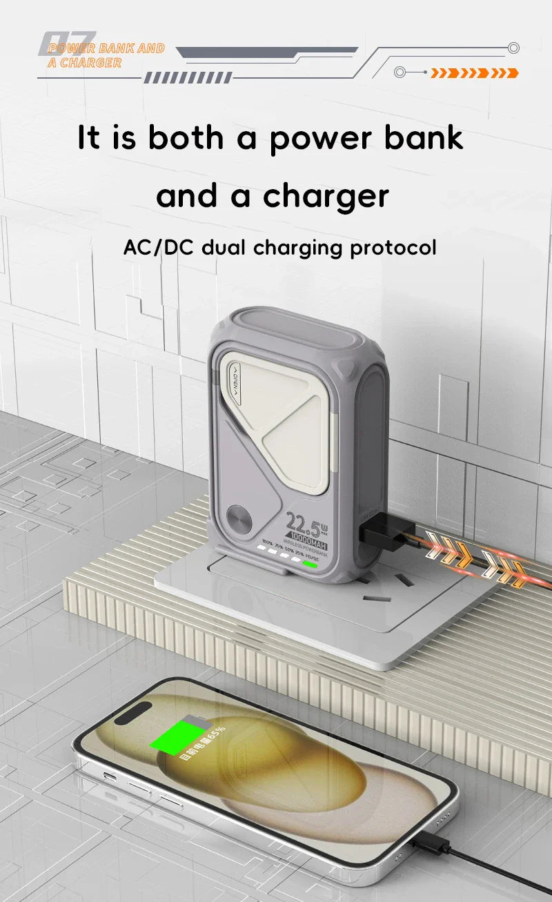 20000mAh Magnetic Wireless Power Bank – 10000mAh Portable Fast Charging Stand with USB Cable for iPhone, Samsung, Xiaomi