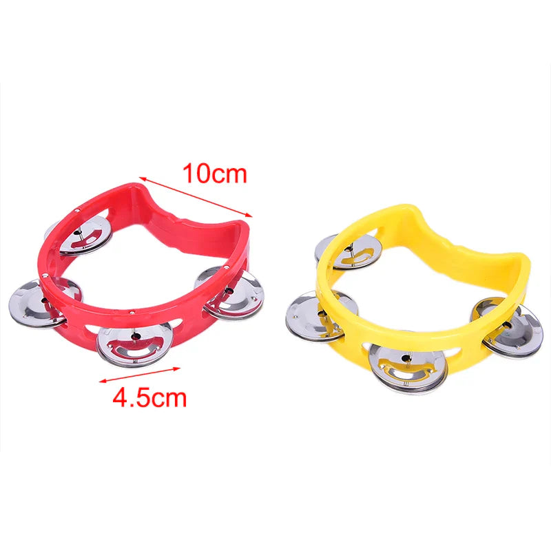 Handheld Tambourine with Metal Bells – Plastic Percussion Toy for Kids, KTV & Party Games
