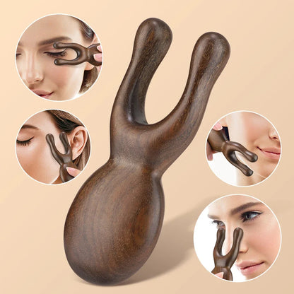 Wooden Gua Sha Facial Massage Tool – Sandalwood Face, Nose & Eye Acupressure Therapy Tool