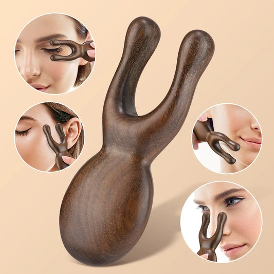Wooden Gua Sha Facial Massage Tool – Sandalwood Face, Nose & Eye Acupressure Therapy Tool