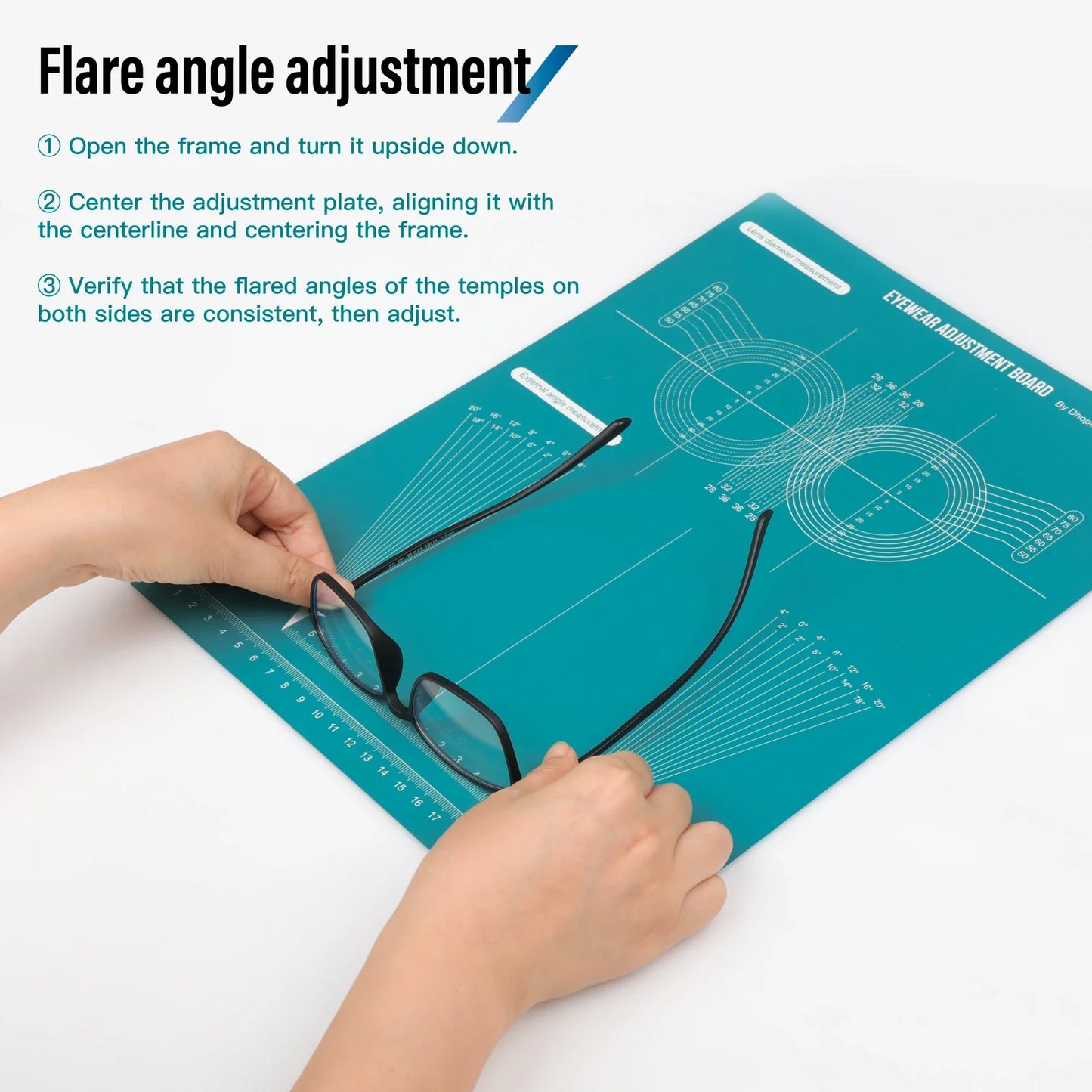 Eyeglasses Repair & Adjustment Board – Adjustable Eyewear Frame Angle Measuring Tool for Forward Tilt Alignment by DH Optical