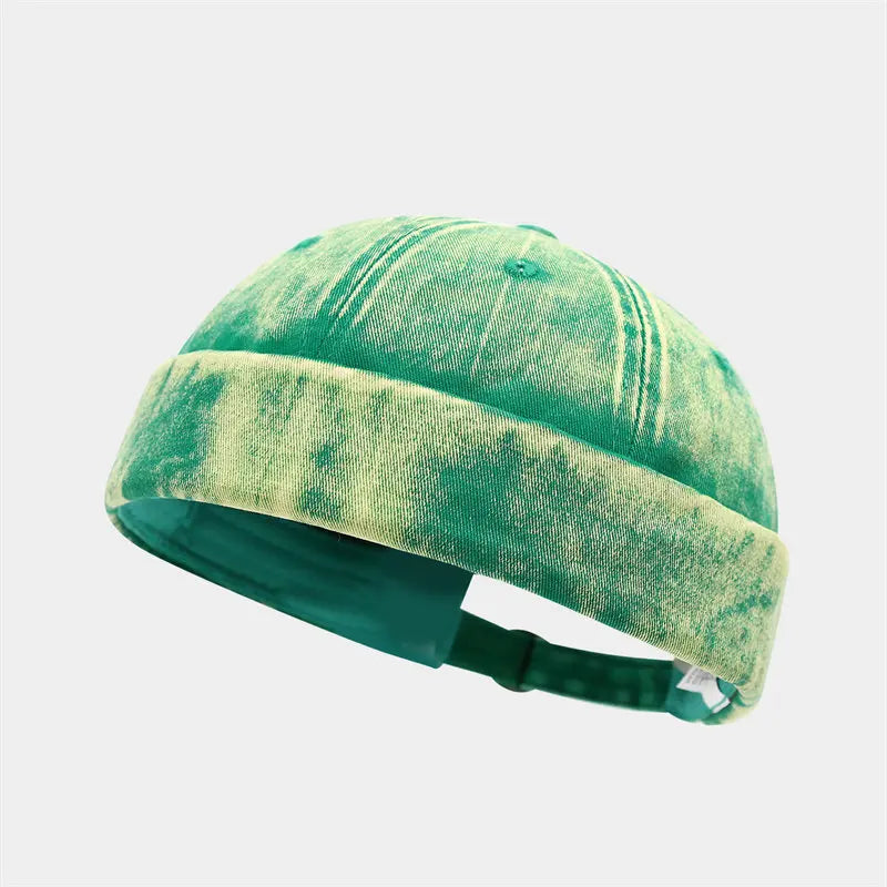 Cotton Print Docker Cap - Four Seasons Brimless Sailor Style Hat for Men & Women