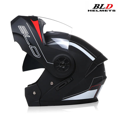 BLD Personalized Full Face Motorcycle Helmet – Dual Lens Modular Flip-Up Casco Moto for Men & Women
