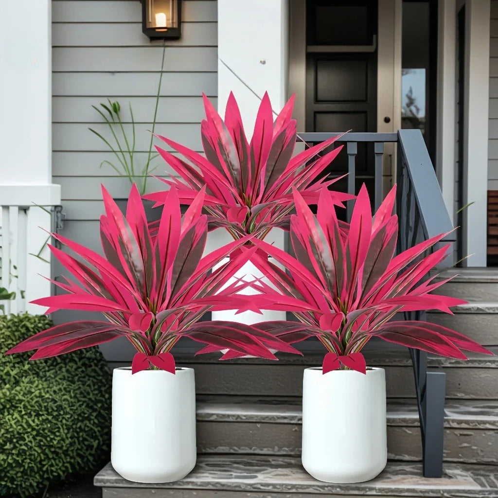 UV Resistant Artificial Tropical Plants – Outdoor Fake Boston Fern, Agave & Hosta Potted Shrubs for Patio, Porch & Garden Decor