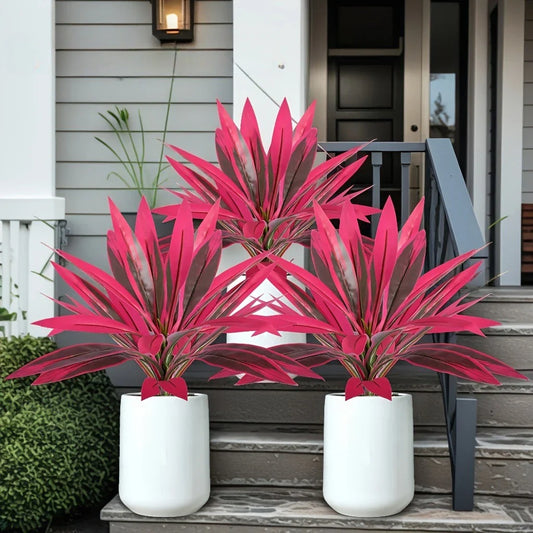 UV Resistant Artificial Tropical Plants – Outdoor Fake Boston Fern, Agave & Hosta Potted Shrubs for Patio, Porch & Garden Decor