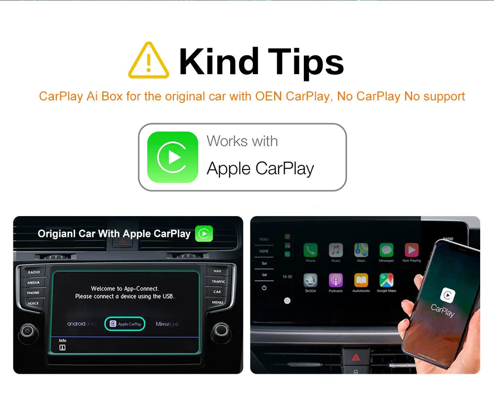 CarPlay TV Box Android 13 – Wireless Android Auto CarPlay Adapter Qualcomm 6225 8GB+128GB for Volvo, Benz, Audi, Kia, Hyundai, Mazda, VW