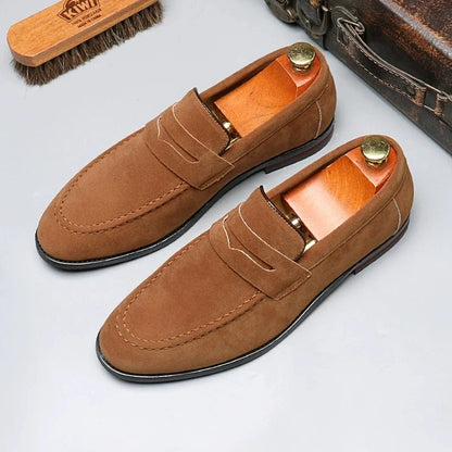 Men’s Suede Leather Slip-On Loafers - Lightweight Comfortable Driving, Party & Wedding Shoes
