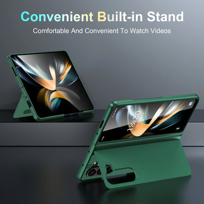 Full Coverage Hard PC + TPU Case for Samsung Galaxy Z Fold 5/4/3 5G – Anti-Fingerprint, Anti-Scratch, Heavy Duty with Holder, Matte & Non-Slip Design