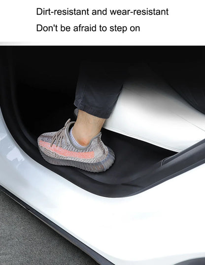 Rear Door Sill Cover for Tesla Model Y (2022–2024) – Anti-Dirty Kick Guards, Trim Protector Film & Welcome Pedal Pads