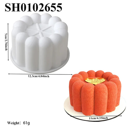 6 or 12 Cell Wavy Lace Cylindrical Silicone Cake Mold — Mousse & Dessert Baking Tool for Party Pastry